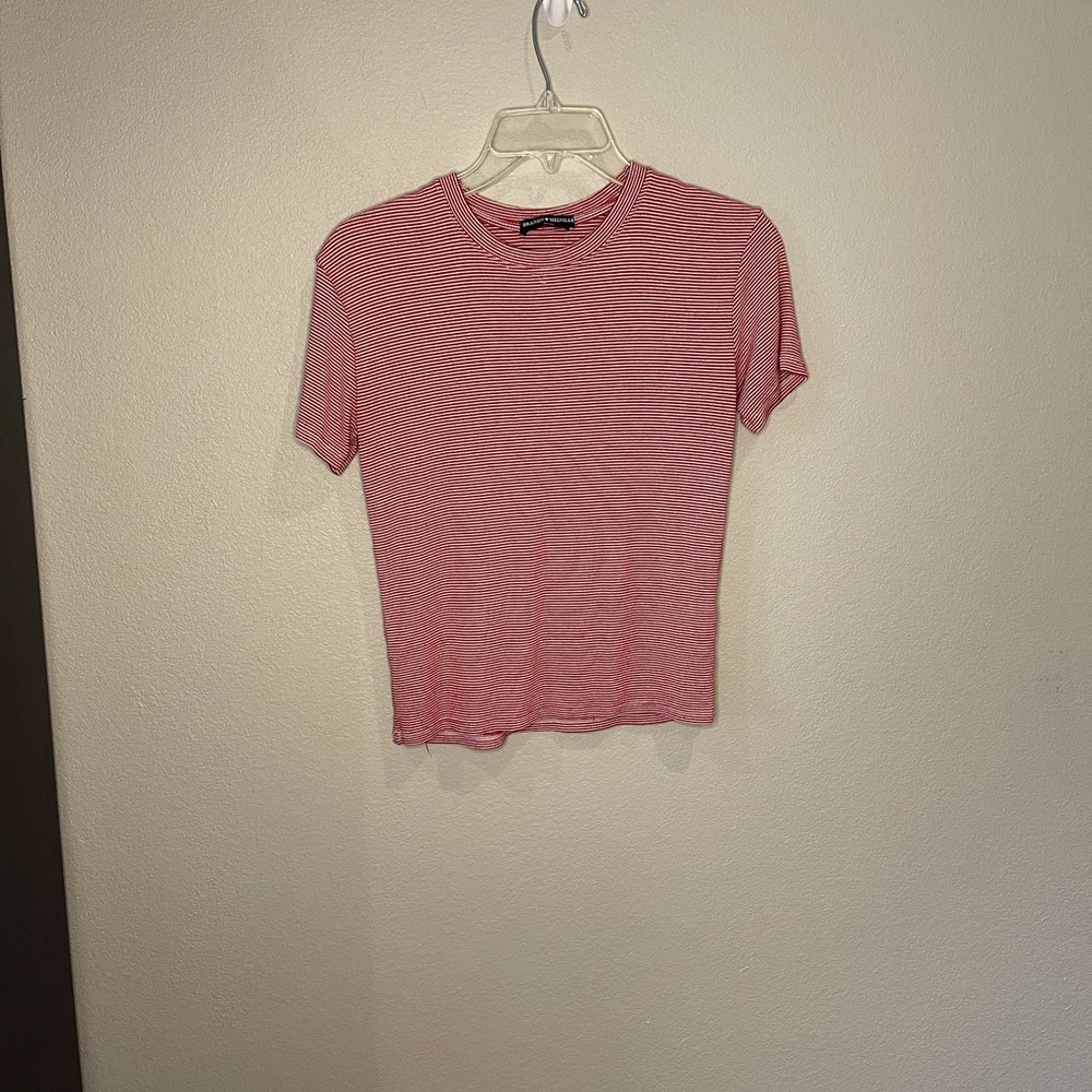 Perfect Condition Brandy Melville Top Red & White Stripe Size Small Crop Top